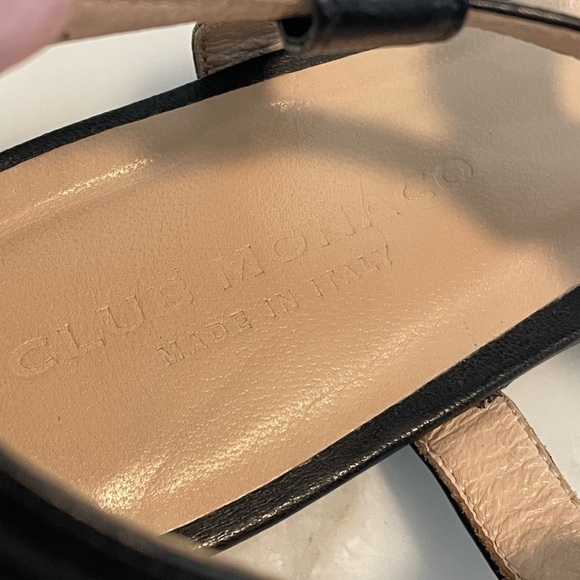 Club Monaco, euro 38 US 7.5, women’s black and tan leather t-strap bow tie flats - Picture 3 of 10